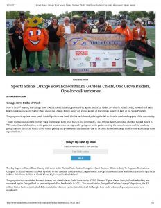 Sports Scene  Orange Bowl Honors Miami Gardens Chiefs Oak Grove Raiders Opa Locka Hurricanes   Miami Herald